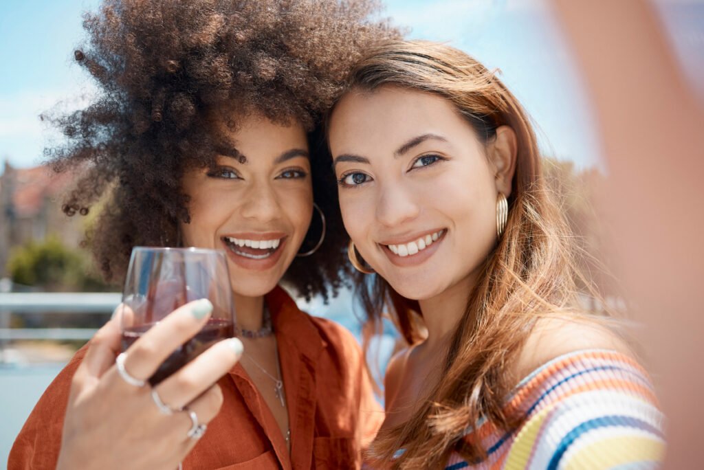 Two Best Friends Pose for Instagram Selfie Photo