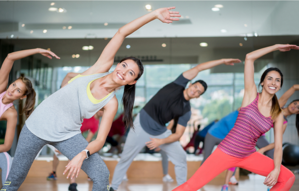 Group of people at a cardio fitness class